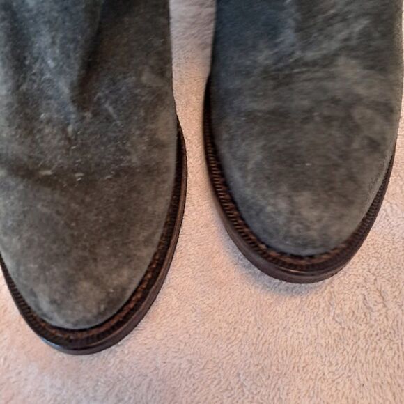 Ralph Lauren Collection Harness Boots Italy Green Suede 1.5" Cowgirl Heel Buckle - Picture 12 of 15